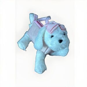 White Puppy Dog Girls Child Purse Pink Zipper Pouch 11" Long